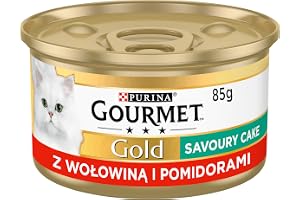 GOURMET GOLD Savoury Cake | Karma mokra dla dorosłych kotów | Z Wołowiną i Pomidorami | 12x85g