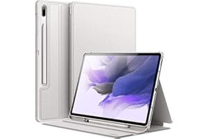 JETech Etui dla Samsung Galaxy Tab S8 Plus 2022 / S7 FE 2021 / S7 Plus 2020 12,4 Cala z S Pen Uchwytem, Slim Folio Stojak Ochronny Tabletu Case, Wiele Kąta Widzenia Oglądanie (Srebrny)