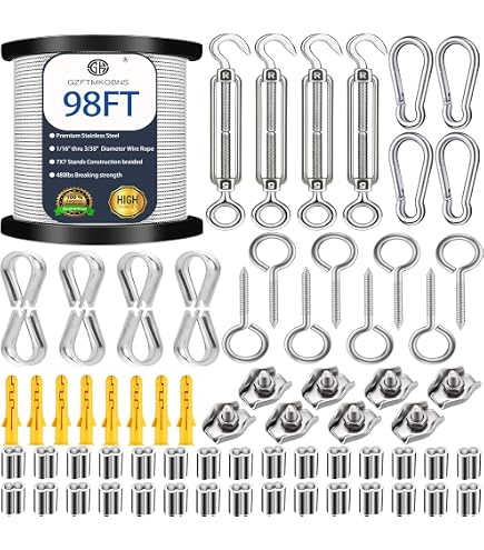 Kit Cavo Acciaio Inox 3mm X 30m Con 45 Accessori - Tenditori, Ganci E Morsetti Per Esterni - Foto 13