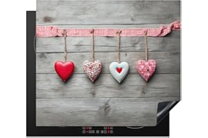 KitchenYeah© Copertura Tappetino Piano Induzione 60x52 cm Cucina Coprifornelli Protezione per Piano Induzione Cuore - Amore - Rosso - Rosa