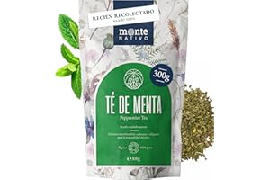 Infusión de menta piperita Monte Nativo 300 g - Hojas de menta, suavemente cortadas y secas - Infusión de hierbas - Para preparación de té o inhalaciones - Relajante y deliciosa - Menta sin aditivos