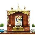 UNIVERSAL ART Wooden Temple/Mandir/Pooja Ghar/Mandapam for Home and Office | Handcrafted Rajasthani Wall Mounted Engineered Ethnic Pooja Stand Mandir (Size-22D x 45W x 55H CM) 18x9x22 inch (LxWxH)