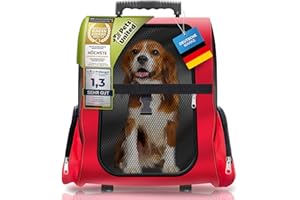 All Pets United Hunde-Trolley Haustier Tragetasche Transportbox für Hunde und Katzen Tier-Trolley Haustier-Rucksack (Rot-Schwarz)