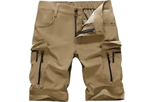 Hiauspor Wanderhose Herren Kurz MTB Hose Leichte Schnelltrocknend Cargo Bermuda Chino mit 5 Taschen Männer Wandershorts Outdoor Trekking Shorts Sommer Stretch Mountainbike,Arbeit,Sport