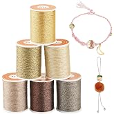 Spritewelry 42 Metres 6 Colors 1mm Glitter Polyester Metallic Thread for Jewelry Making Braiding Craft Embroidery Friendship