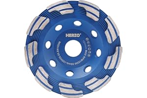 HERZO Premium Diamant-Schleiftopf 125 x 22,23 mm für Beton, Granit, Naturstein, Stein, Mauerwerk, trockener Fliesenkleber, verbesserte 9 Segment-Formel