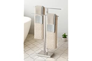 KES Toallero de Baño 18/8 Acero Inoxidable Toalleros de Pie Cepillado 2 Barras Toallero de Barra, BTH231-2