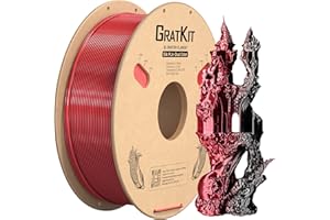 Gratkit Filamento PLA de seda de doble color, filamento PLA de coextrusión de 1.75 mm, +/-0.03 mm, 1 kg/rollo, PLA de seda, negro y rojo