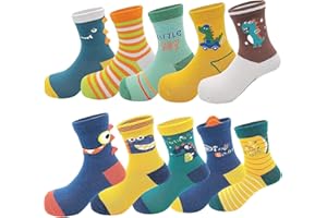 YANWANG 10 Pairs Toddler Kids Crew Socks Novelty Cute Cartoon Cotton Sock for Boys and Girls