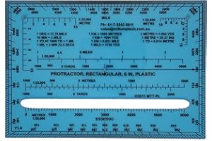 MTT PL RA 6IN Goniometro Rettangolare con Gradi e Mils, Graduato in Metri e Metri per Misure Angolari e Navigazione Esterna con mappa e Bussola, Escursionismo, Orienteering e Sopravvivenza.