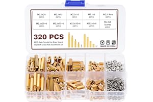 Knpwer 320 sztuk M2.5 Standoff mosiężne śruby dystansowe z łbem sześciokątnym, nakrętki dystansowe, kolumna gwintowana PCB