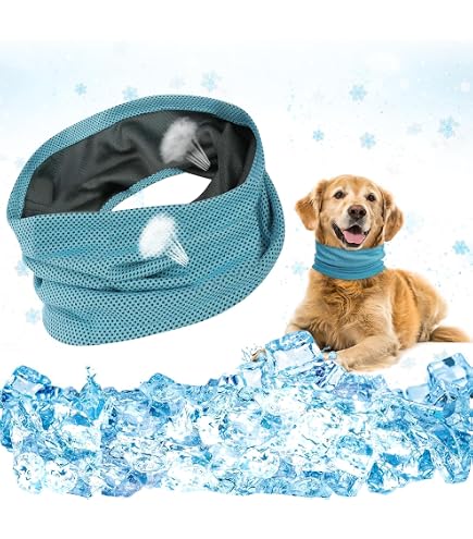 Bandana Rafraîchissant Pour Chien - Taille L, Bleu, Réglable, Pour Chiens Moyens/grands, été Et Extérieur