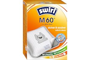 ‎SWIRL Swirl M 60 EcoPor Staubsaugerbeutel (4 Beutel), reißfeste Staubbeutel für einige Miele & Hoover Staubsauger, 99,9% Filterung von Hausstaub & allergenem Feinstaub