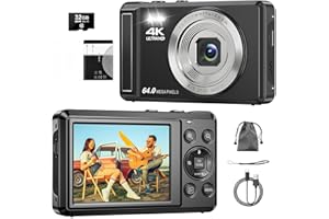 HAMBEA Digitalkamera 4K 64MP, 2.8 Zoll UHD Autofokus Kamera fotokamera, 32GB Karte & Akku,16X Digitalzoom Wiederaufladbare Tragbare Kompaktkameras mit für Kinder Anfänger Jugendliche