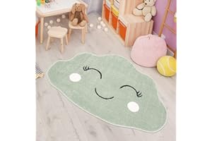 ‎CARPET CITY carpet city Kinderteppich Wolke in Mint-Grün für Kinderzimmer in 100x150 cm Wolkenform
