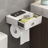 VOLDRA Adhesive Toilet Paper Holder, Toilet Paper Roll Holder with Bathroom Shelf Without Drilling, Toilet Paper Roll Holder