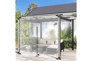 SUWOOY Waterproof Clear Pvc Tarp Curtains,Pergola Gazebo Porch Carport Garden Transparent Tarpaulin Side Panels,Weatherproof Tarpaulin With Grommets and Zips,Partition Curtains,L×H-3.3*2.5m(10.8*8.2ft)