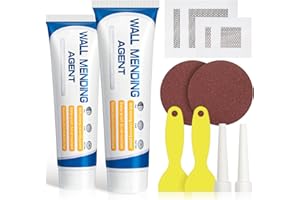 RAYNEAY White Wall Repair Paste Kit, Drywall Repair Cream with Patch and Sandpaper, Safe Drywall Filler Ready Mixed for Wall Holes, Peeling, Graffiti, Cracks