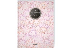 TULPE Punktraster Notizbuch A4 „C035 Blumen“ (140+ Seiten, Vintage Softcover, Punktkariertes Papier - Bullet Journal, Dickes Notizheft, Skizzenbuch, Tagebuch, Gepunktete Seiten, Dot Grid Notebook)