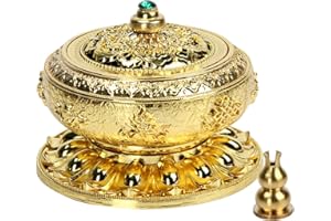 Kitchnexus - Quemador de incienso de aleación de cobre de loto tibetano para varillas de cono de incienso