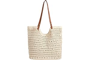Mabecol Borsa Donna a Spalla in Maglia - Borsa Mare Boho per Spiaggia, Vacanze e Shopping, Borse Tote Hobo Intrecciate, Borsa Paglia da Spiaggia