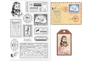 GLOBLELAND Vintage Timbres Clairs Timbres pour DIY Scrapbooking Décor Avion Pilote Transparent Silicone Timbres pour Faire des Cartes Album Photo Décor
