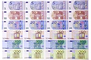 DEKOSPASS // DIREKT VOM DEUTSCHEN HERSTELLER DEKOSPASS Spielgeld - 120 Verschiedene Euro-Scheine in 5€, 10€, 20€, 50€, 100€, 200€ | von DEKOSPASS // Rechnen Lernen Kaufmannsladen Spielen Deko