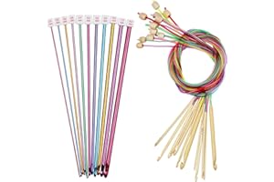 ‎COOPAY Coopay 23 Stück Tunesische Häkelnadel Set, Enthalten 2,0-8,0 mm 11 Stück Tunesische Häkelnadeln aus Aluminium und 12 Stück Tunesische Häkelnadel mit Seil, Afghanische Häkelnadel Set für Anfänger