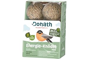 Donath Energie-Knödel Hanf im Bio-Netz - Meisenknödel im Bio-Netz - 100g je Knödel - Extraportion Hanfsamen - wertvolles Ganzjahres Wildvogelfutter - unsere Manufaktur in Süddeutschland - 6er Karton