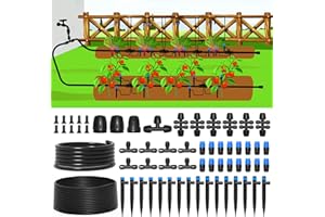 MIXC 230FT Quick-Connect Drip Irrigation System Kit, Automatic Garden Watering System with 1/4" & 1/2" Fast-Lock Tubing - Adjustable Nozzles & Sprinklers for Garden, Greenhouse, Lawn, Potted Plants