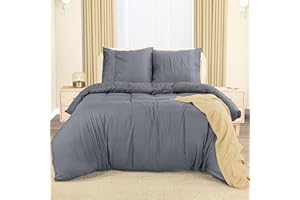 Utopia Bedding Funda Nordica 220 x 240 - Microfibra Juego de Funda Edredon 220x240 cm y 2 Bordado Fundas de Almohada 65x65 cm (Gris)