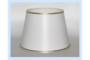 PAOLO ROSSI Paralume in tessuto bianco o avorio con bordo in oro - produzione propria - made in Italy (tronco cono, cm 30)