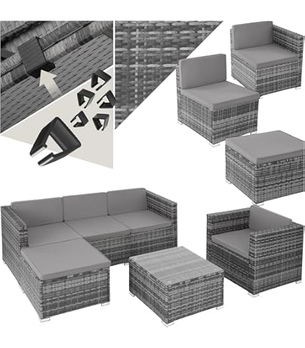 tectake 2 wicker ligbedden met aluminium frame en tafel, inclusief