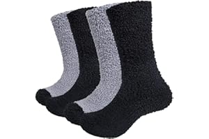 4 pary przytulnych skarpet męskich Chalier Cozy, puszyste skarpetki, miękkie, wygodne, zimowe, grube skarpetki, ciepłe skarpety do łóżka, prezent dla mężczyzn i kobiet, rozmiar uniwersalny, Grey5.