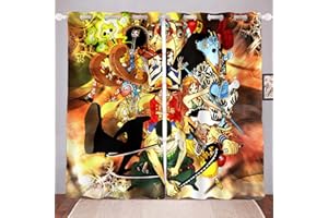 Bfrdollf Anime One Piece Verdunkelungsvorhang Für Schlafzimmer 3D-Druck Luffy Zoro Vorhänge Für Kinderzimme Blickdicht Wohnzimmer (5, 280x245cm(BxH)/ 140x245cmx2)