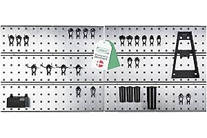 raaco 2 TWP Set – Parete attrezzata officina, Pannello forato portautensili in acciaio zincato con 28 SuperClips, 104 x 44 cm, 150 kg di capacità di carico, Perfetto per officina, garage e spazi hobby