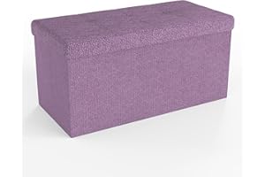INTIRILIFE Pouf Pieghevole 76x38x38 cm in Loto Rosa - Cubo Sedile con vano portaoggetti e Rivestimento in Tessuto con cavità - Cubo Sedile Contenitore poggiapiedi Contenitore Pouf pettorale