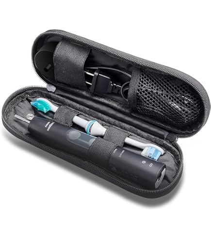 Toothbrush Travel Case For Oral B/Oral-B Pro 1000 1500 5000 7000 & Philips Sonicare 4100 1100 5300 5100 6100/iO Electric Toothbrush, Hard Protective Storage Bag (Black Case With Toothbrush Cap - View #8