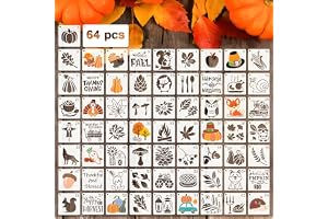 Felixcraft Thanksgiving-mallar för målning, 64 stycken, 7,6 x 7,6 cm, plasthöststenciler för pyssel, återanvändbara, hållbara