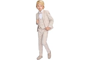 Lilax Boys Suit Set, Formal Jacket, Vest, Pants, Shirt and Matching Bowtie 5 Piece