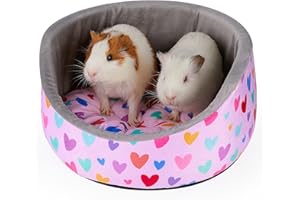 Hedgeink Guinea Pig Bed Soft Cat Beds Sleeping Nest with Thick Removable Mat Rabbit Beds Machine Washable Guinea Pigs Accessories, Round Cuddler Cup Bed for Rabbit Ferret Hamster Chinchilla