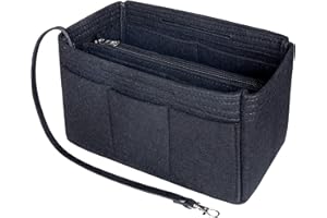 Soyizom Felt Handbag Organiser Insert, Bag In Bag Organiser Insert Handbag Liner, Tote bag organiser insert Fit Speedy 25-40, Neverfull(Black,Large)