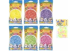 Hama Happy Price Toys Midi - Perline da stirare K-43-48, 6 colori pastello, giallo pastello, rosso pastello, viola pastello, blu pastello, verde pastello, rosa pastello, istruzioni per la stiratura