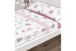 Victorio & Lucchino Juego de sábanas Infantiles Coralina, térmica para Invierno Modelo Zoológico (Rosa, Cama 105cm)