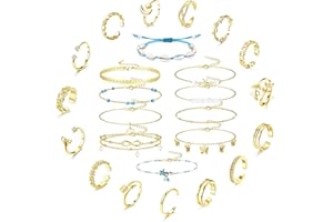 Kakonia 25 Pcs Bracelets de Cheville pour Femme Bague d'orteil Chaîne de Papillon Bracelets de Cheville Coquillage Bague de Pied Ouvert Réglables Bijoux de Pied d'Été de Plage