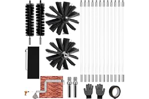 WPPQWP 22 st eldstadsborste stång set nylon ugnsrör borste ø 150 mm | Skorstensborste med flexibla stänger (12 x 410 mm) insats med elektriska borrar, eldstadskvast för skorstenar, rör