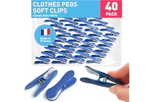 culiclean Clothes Pegs for Washing Line Strong Soft Grip 40 pcs Soft Clips classic blue white - Non Slip Heavy Duty Large Plastic Laundry Peg Washing Pegs Secure Grip Rubber Mark Free