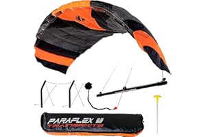 DIABOLO FREIZEITSPORT Wolkenstürmer Paraflex Trainer 2.3 Aile de Kitesurf - Noir/Orange - 3 Lignes cerf-Volant en complément Mountain Board - Aile de Traction