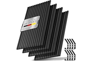 TRESKO® 4 Stück Akustikpaneele Holz 120×60 cm inkl. 8x Kleiderhaken | Wandverkleidung Eiche Schwarz als 3D Lamellenwand | Holzpaneele Paneele für Schallschutz | Akustik Wandpaneele mit Montageset