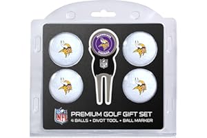 Team Golf NFL Regulation Size Golf Balls (4 Count) & Divot Tool with Removable Double-Sided Magnetic Marker